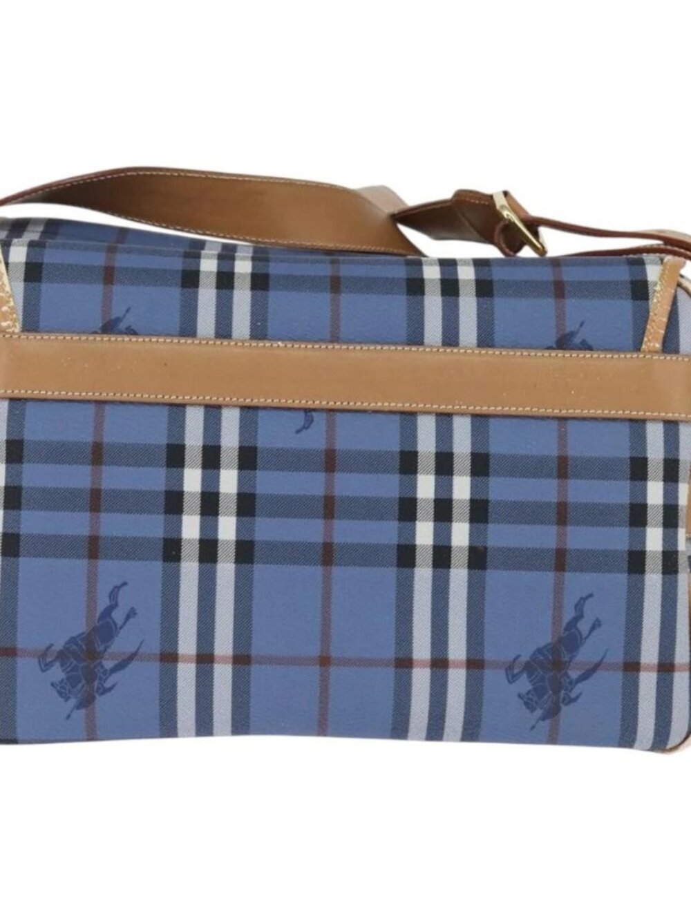 Burberrys Nova Check Shoulder Bag PVC Leather Blue Gold - Picture 3 of 16